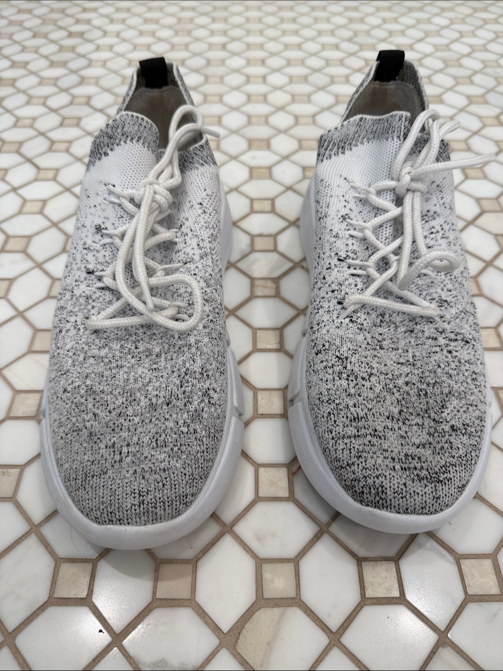 Aldo White and Black Knit Slip-On Athletic Sneakers